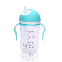 Sticla cu pai din plastic Cangaroo - Albastra, 300 ml