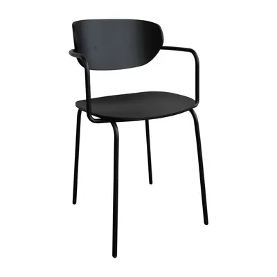 Scaun de dining negru cu cotiere/stivuibil din metal Arch – Hübsch