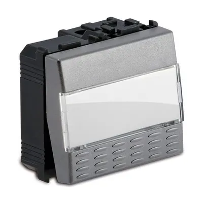 Buton tip ecuson 2 module, 1P NA 16A 250V~, argintiu