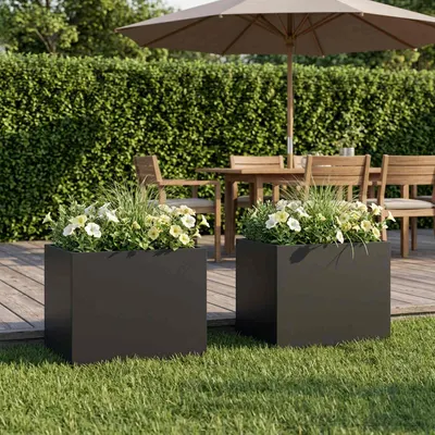 vidaXL Vază pentru Grădină 2 buc. Negru 40 x 30 x 30 cm