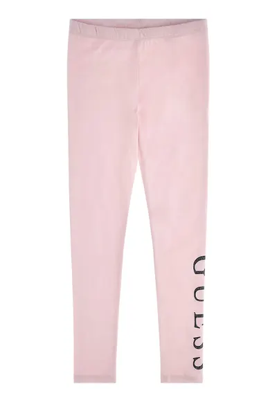 Colanti din amestec de bumbac cu imprimeu logo - Roz pastel