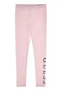 Colanti din amestec de bumbac cu imprimeu logo - Roz pastel