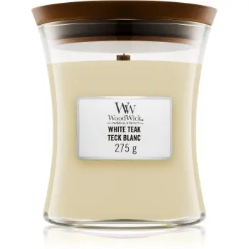 Woodwick White Teak lumânare parfumată cu fitil din lemn