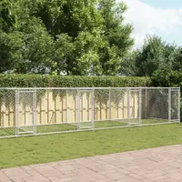Gossi cusca pentru caini cu usi, gri, 10x2x1,5 m, otel galvanizat