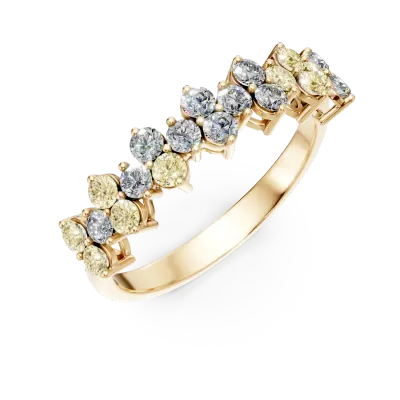 Inel din aur galben cu diamante multicolore de 0.89ct