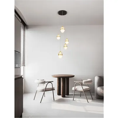 Lampa suspendata EGNA Nisipiu Auriu & Negru Metal Cognac & Opal Sticla LED 59W 230V 6112Lm 3000K IP20