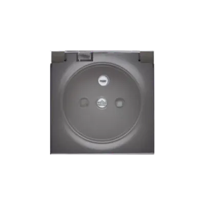 Carcasa pentru priza simpla- IP44 capac transparent, carbune metalic