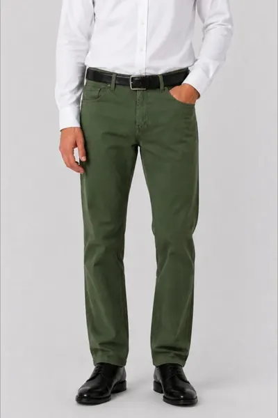 Pantaloni clasici de vara pentru barbati – Vero, Verde Oliv (Marime pantalon: W38)