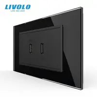 Priza dubla USB, 4M, cu rama sticla Negru
