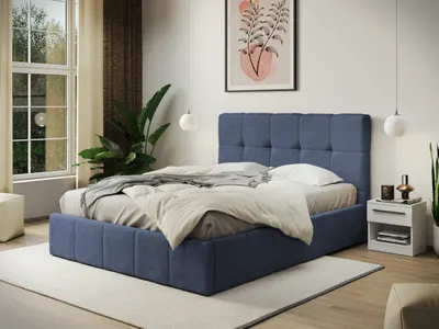 Pat Tapitat cu somiera fixa - Axis Falcone 80 - Albastru 140x200