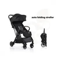 Carucior sport Cangaroo Easy Fold Negru cu pliere compacta Autofold,pana la 22kg,cadru din aluminiu,pozitie de somn,roti EVA detasabile si husa de picioare inclusa