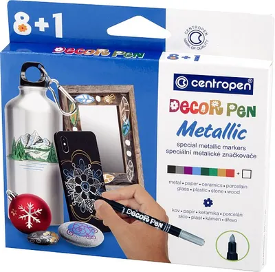 Set markere Centropen Décor Pen - 8 culori metalice
