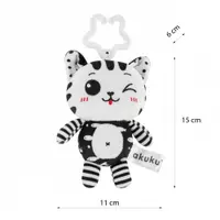 Jucarie din plus pentru bebelusi Akuku Toy Cat, carlig universal din plastic pentru agatare