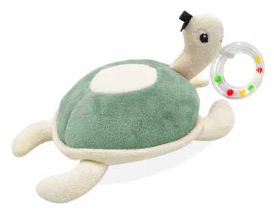 BabyJem Baby Rattle - Țestoasă de mare, 14 x 12 cm, verde