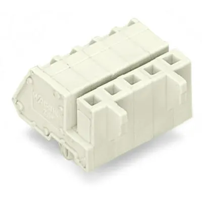 1-conductor female plug; angled; 100% protected against mismating; Snap-in mounting feet; 2.5 mm²; Pin spacing 5 mm; 15-pole; 2,50 mm²; light gray