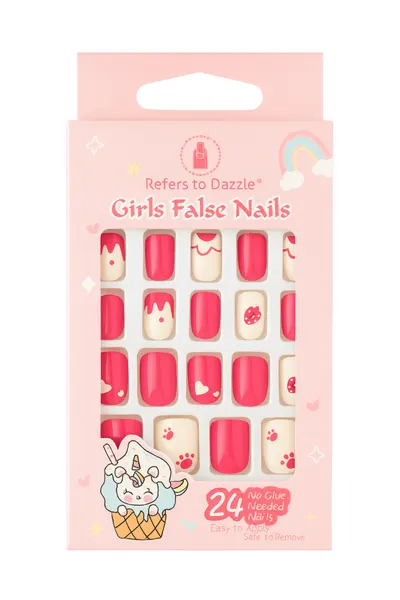Set 24 Unghii False Press On Strawberry Pink CM145