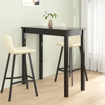 vidaXL Masă de bar MDF, negru, 115x55x107 cm