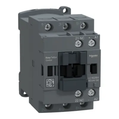 Contactor, Easy TeSys Control, LC1E, 3P(3NO), AC-3, <=440V, 25A, bobina 24V DC, contact auxiliar 1NC