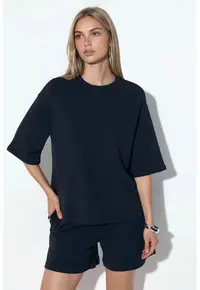 Tricou bleumarin - croiala lejera - maneci scurte - amestec bumbac-modal-elastan