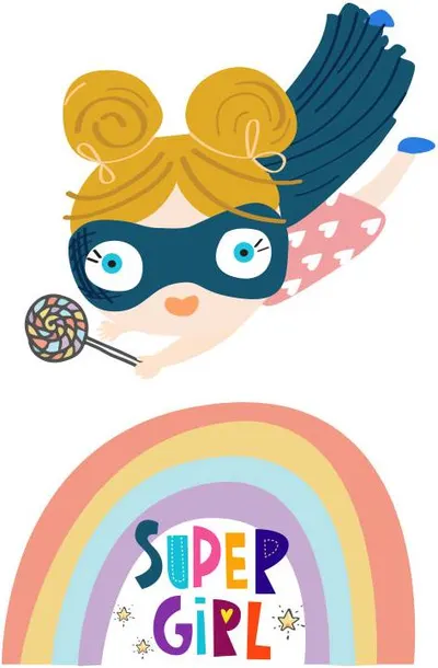 Set de autocolante de perete pentru copiiGinger Home - Super Girl, 2 buc