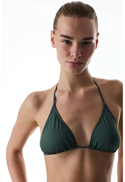 Sutien triunghiular de baie cu burete detasabil - Verde stins