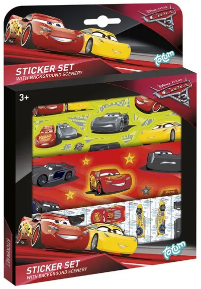 Set creatie Totum - Cars 3 - Decoreaza singur, cu stickere