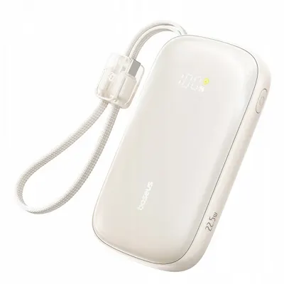 Baterie Externa Baseus EnerFill FC21 Qpow 3 Ultra, 10000mAh, 22.5W, QC + PD, 1 x USB-A - 1 x USB-C, Bej E0027L01
