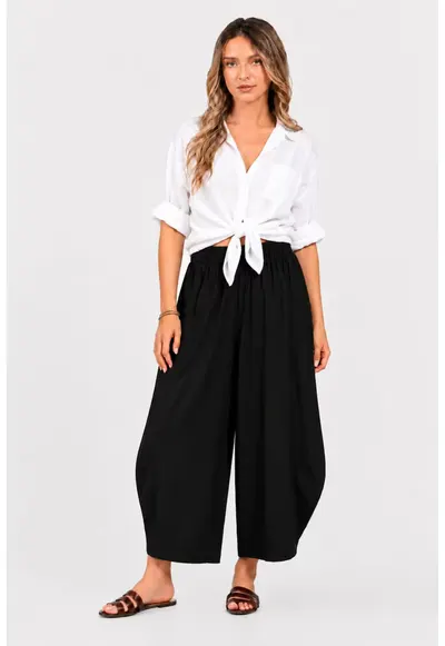 Pantaloni Dama - Baloon - Japan Style - din In V399 - Negru