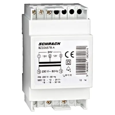 transformator de siguranta,30VA 230V-12/24V, 4 module
