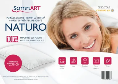 Perna Somnart Naturo moale din pene, 70 x 70 cm