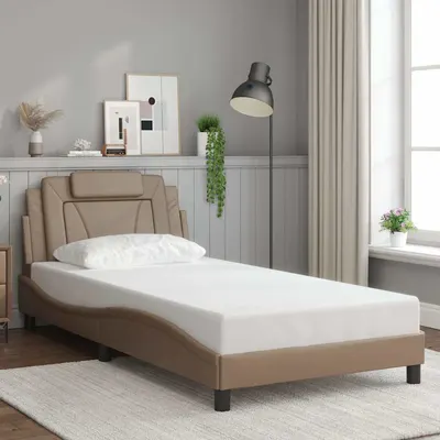 vidaXL Cadru de pat, Viana, fără saltea, cappuccino, 100x200 cm, piele ecologică