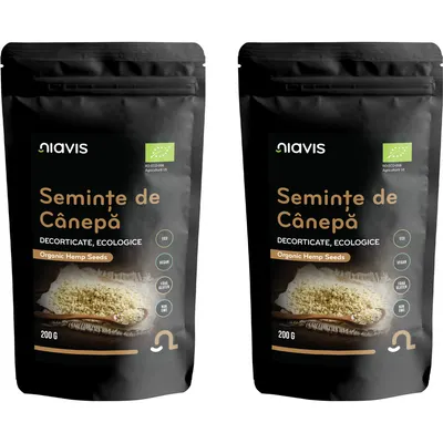Pachet Seminte de Canepa Decorticate fara Gluten Ecologice/Bio 200gt + 200g