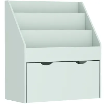 AIYAPLAY Bibliotecă pentru copii Multi-Organizare cu 3 niveluri de rafturi și un sertar, 62,5L x 30l x 70H cm, verde | Aosom Romania