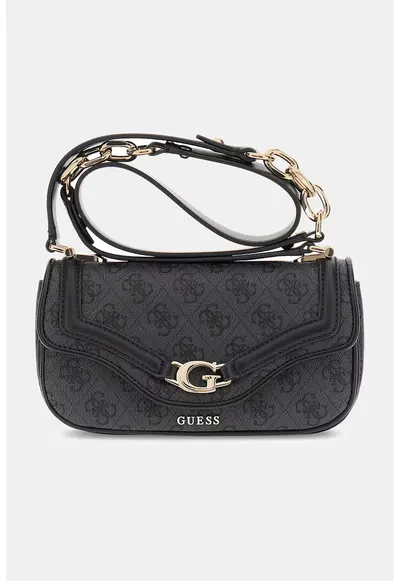 Geanta crossbody de piele ecologica cu monograma - Gri inchis