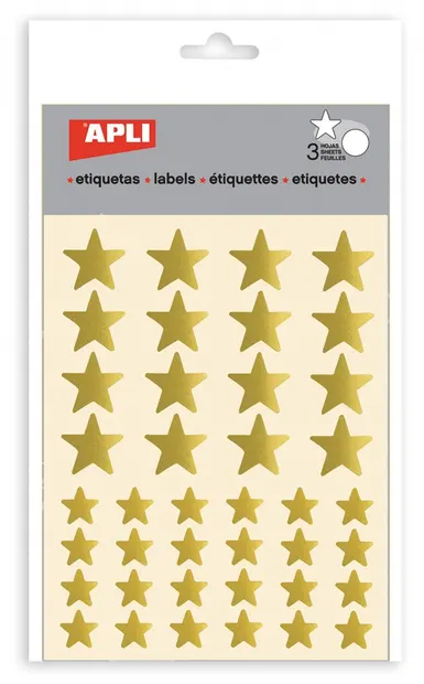Set stickere APLI - Stele aurii, stralucitoare, 3 file