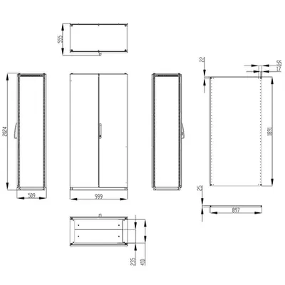 Dulap inseriabil cu 2 usi IP55 I=2000 L=1000 A=500 mm