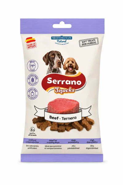Recompense pentru caini Serrano Snacks cu vita 100 gr