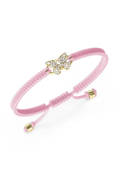 Bratara cu nod glisant si talisman fluture - Auriu/Roz