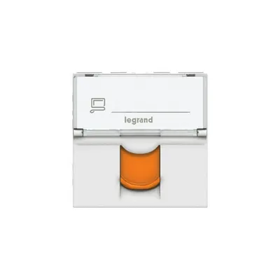 RJ 45 priza Mosaic - category 6A STP - 2 module - alb cu galben shutter