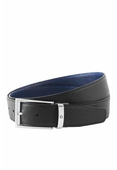 Rectangular 35 mm Reversible Belt in Sartorial Leather - Multicolor