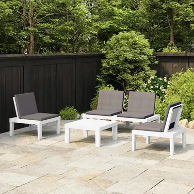 Gossi set mobilier de gradina cu perne, 4 piese, alb, plastic