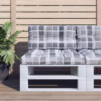 Gossi perne pentru paleti, 2 buc. gri, tesatura, model cu carouri