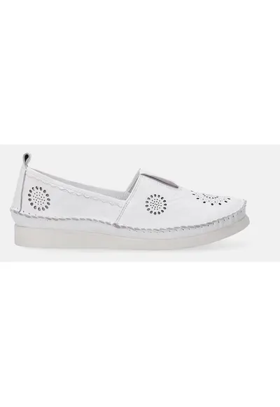 Pantofi slip-on din piele cu model floral