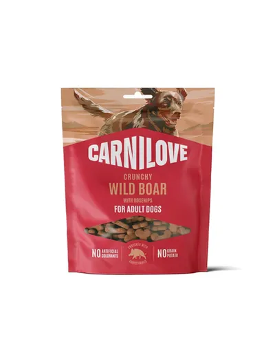 Gustări crocante câini CARNILOVE Crunchy Snack Wild Boar 200 g cu mistreț și măceșe