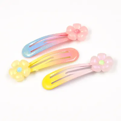 Set 3 clame de par colorate cu flori pastel