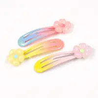 Set 3 clame de par colorate cu flori pastel