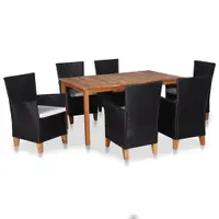 Gossi set mobilier de exterior, 7 piese, negru si maro, poliratan