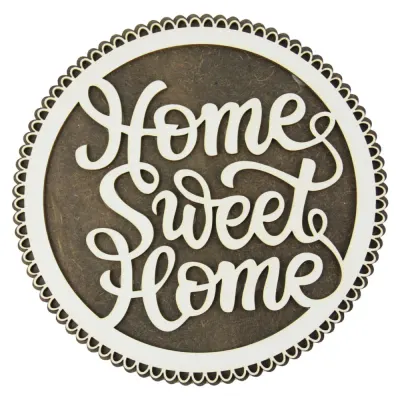 Suport oale traforaj din lemn Home Sweet Home 20 cm