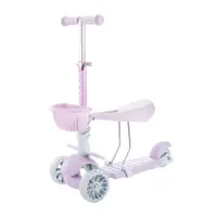 Trotineta cu scaun 3 roti pentru fete peste 1 an Kikka 3 in 1 Makani BonBon lila cu luminite