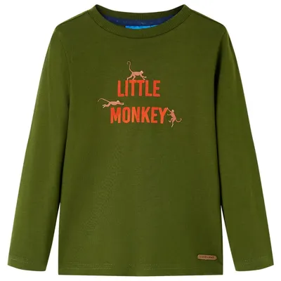 Tricou de copii cu mâneci lungi kaki închis 128